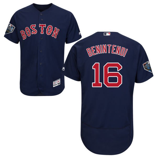 Boston Red Sox #16 Andrew Benintendi Navy Blue Flexbase Collection 2018 World Series Stitched MLB Jersey