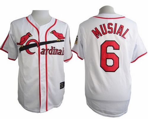 St. Louis Cardinals #6 Stan Musial White Cooperstown Throwback Stitched MLB Jersey