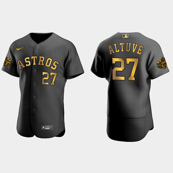 Men's Houston Astros #27 Jose Altuve 2022 MLB All-Star Game Flex Base Jersey - Black