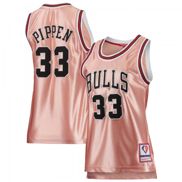 Women's Chicago Bulls Scottie Pippen Mitchell & Ness Pink 75th Anniversary Rose Gold 1997 Swingman Jersey