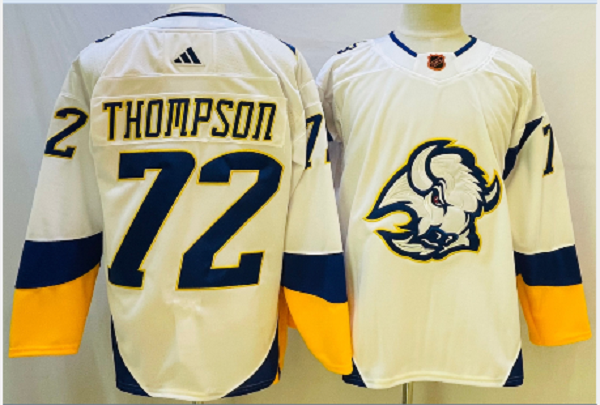 Men's Buffalo Sabres #72 Tage Thompson White 2022 Reverse Retro NHL Jersey