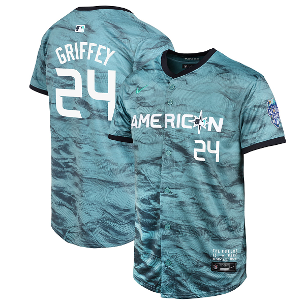 Youth American League #24 Kenneth Griffey Jr. Nike Teal 2023 MLB All-Star Game Cool Base Jersey