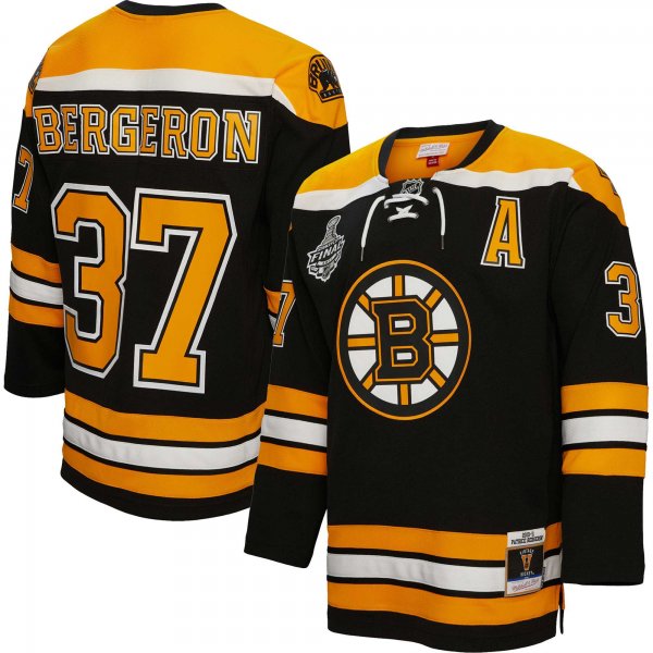 Men's Boston Bruins Patrice Bergeron Mitchell & Ness Black Big & Tall 2010 Alternate Captain Patch Blue Line Player Jersey