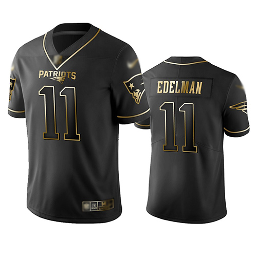 New England Patriots #11 Julian Edelman Black Men's Stitched NFL Limited Golden Edition Jersey