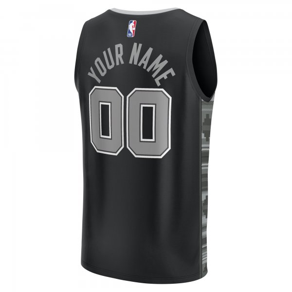 Youth San Antonio Spurs  Fanatics Black Fast Break Replica Custom Jersey - Statement Edition