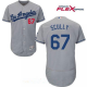 Men's Los Angeles Dodgers #67 Vin Scully Sportscaster Gray Road Stitched Majestic Flex Base MLB Jersey