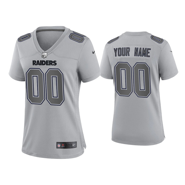 Women's Las Vegas Raiders Custom Gray Atmosphere Fashion Game Jersey