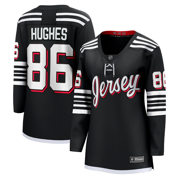 Women's New Jersey Devils #86 Jack Hughes Fanatics Branded Black Alternate Premier Breakaway Player Jersey