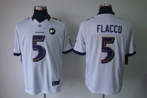 Nike Baltimore Ravens #5 Joe Flacco White With Art Patch Men's Stitched NFL Limited Jersey