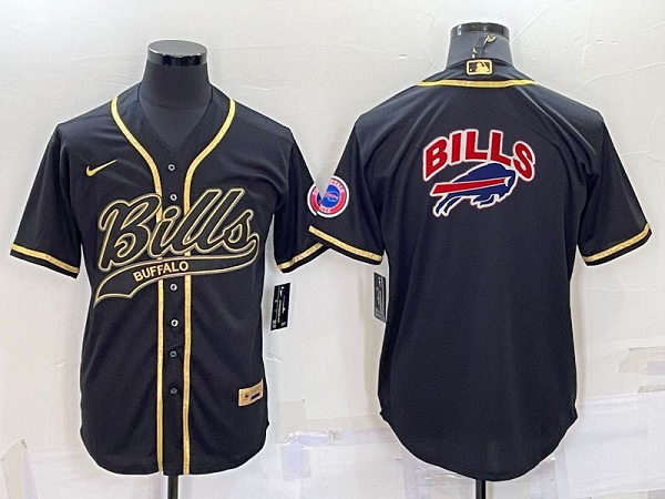 Men's Buffalo Bills Blank Black Stitched Baseball Cool Base Jersey