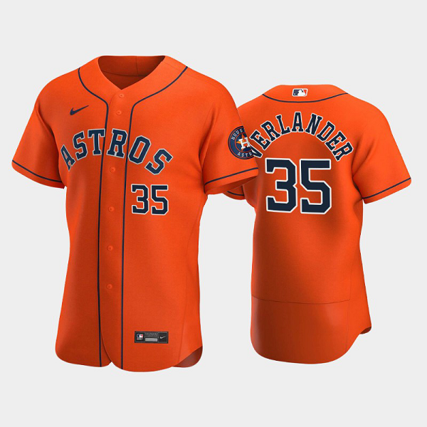 Men's Houston Astros #35 Justin Verlander 2020 Alternate Orange Flex Base MLB Jersey