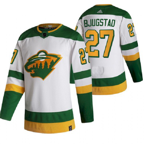 Men's Minnesota Wild Nick Bjugstad 2021 Reverse Retro White Jersey