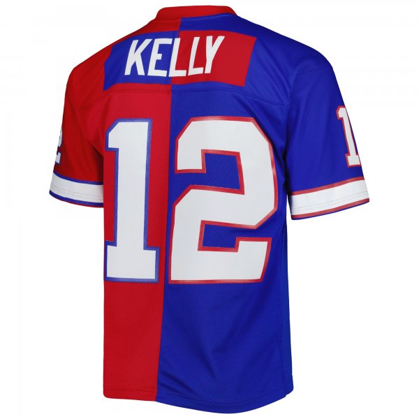 Men's Buffalo Bills Jim Kelly Mitchell & Ness Royal/Red 1990 Split Legacy Replica Jersey