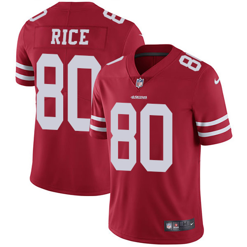 Nike San Francisco 49ers #80 Jerry Rice Red Team Color Youth Stitched NFL Vapor Untouchable Limited Jersey