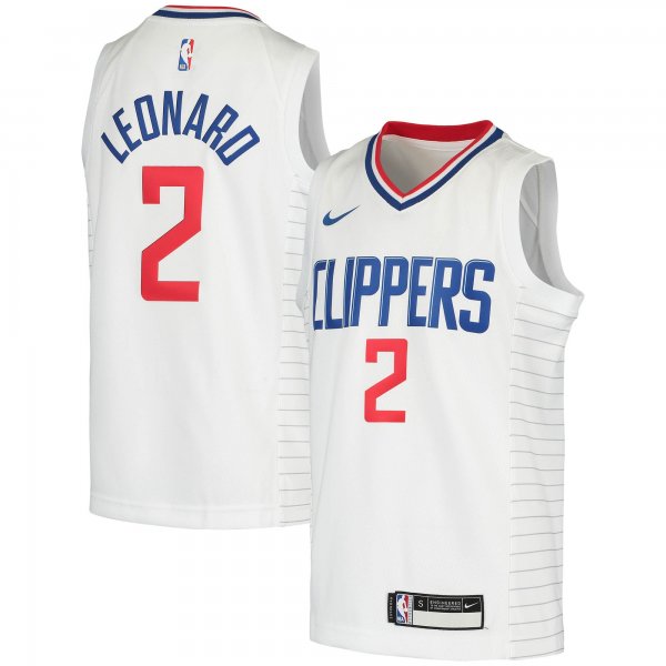 Youth LA Clippers Kawhi Leonard Nike White 2020/21 Swingman Jersey - Association Edition