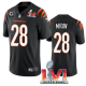 Women's Cincinnati Bengals #28 Joe Mixon 2022 Black With C Patch Super Bowl LVI Vapor Limited Stitched Jersey