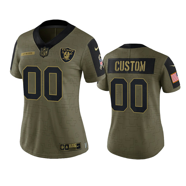 Women's Las Vegas Raiders Custom Olive 2021 Salute To Service Limited NFL Jersey