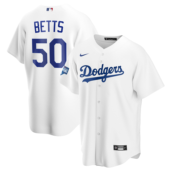 Mookie Betts Los Angeles Dodgers Nike 2020 World Series Champions Home Patch Player MLB Jersey - White