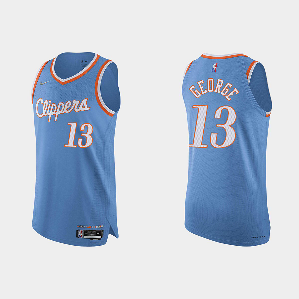 Men's Los Angeles Clippers #13 Paul George 2021/22 75th Anniversary City Blue NBA Jersey