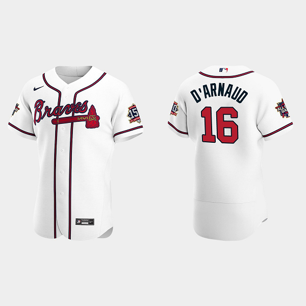 Men's Atlanta Braves #16 Travis d'Arnaud White 2021 MLB All-Star Game Jersey