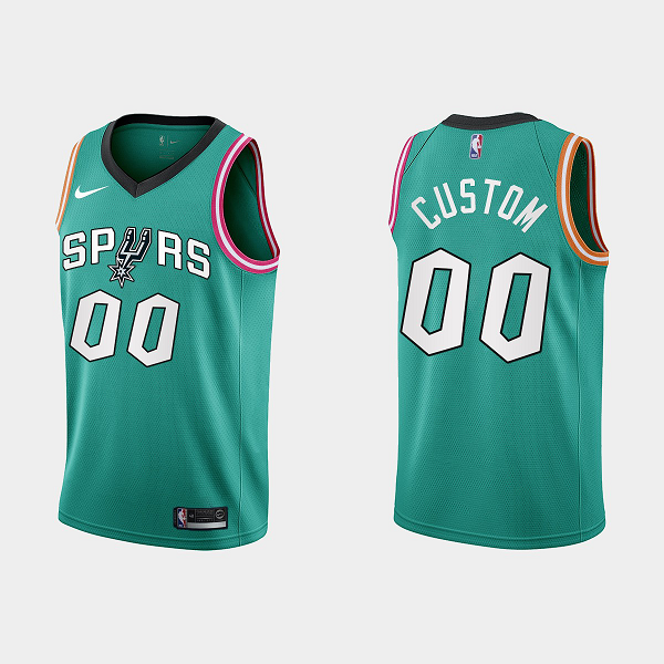 Men's San Antonio Spurs #00 custom 2022-23 City Edition Teal NBA Jersey