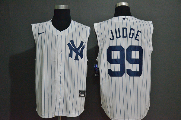 Men's New York Yankees #99 Aaron Judge White 2020 Cool and Refreshing Sleeveless Fan Stitched MLB Nike Jersey