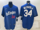 Men's Los Angeles Dodgers #34 Fernando Valenzuela Royal 2021 City Connect Cool Base Stitched MLB Jersey