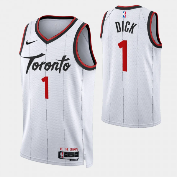 2023-24 Toronto Raptors Association Edition #1 Gradey Dick White Swingman Jersey