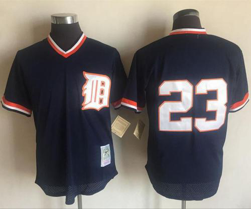 Mitchell And Ness 1984 Detroit Tigers #23 Kirk Gibson Blue Throwback Stitched MLB Jersey