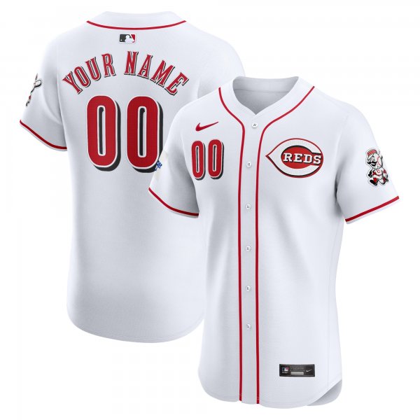 Men's Cincinnati Reds Nike White Home Elite Custom Patch Jersey