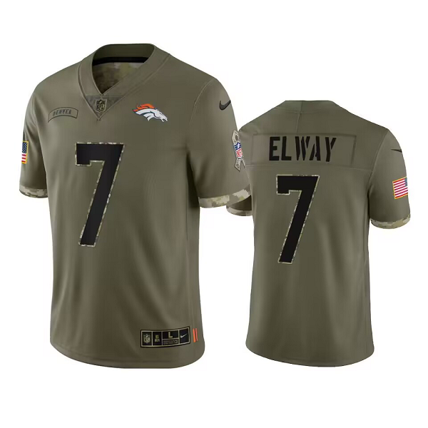 Men's Denver Broncos #7 John Elway Olive 2022 Salute To Service Nike NFL Jersey