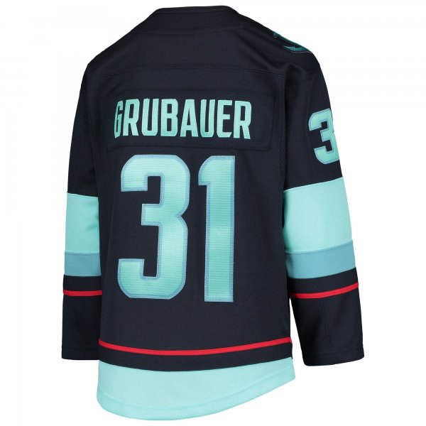 Youth Seattle Kraken Philipp Grubauer Deep Sea Blue Home Premier Player Jersey