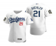 Men's Los Angeles Dodgers #21 Walker Buehler White 2020 World Series Flex Base Nike Jersey