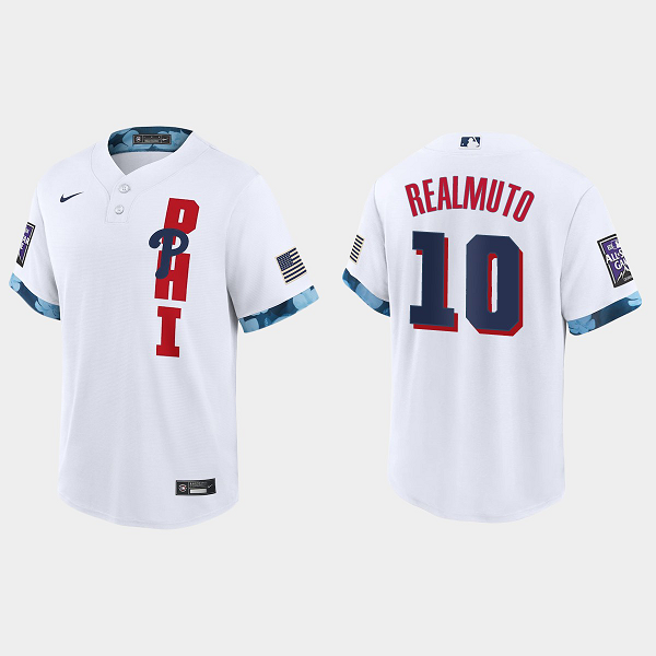 Men's Philadelphia Phillies #10 J.T. Realmuto White 2021 MLB All-Star Game Jersey