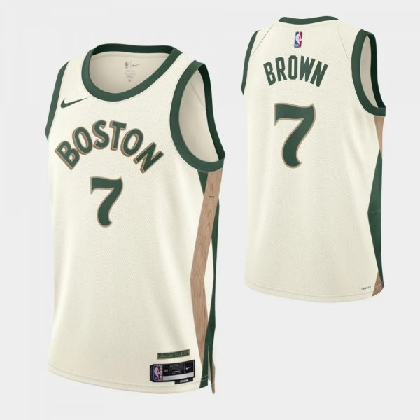 2023-24 City Edition Boston Celtics #7 Jaylen Brown White Swingman Jersey