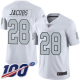 Las Vegas Raiders #28 Josh Jacobs White Youth Stitched NFL Limited Rush 100th Season Jersey