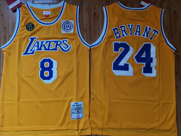 Men's Los Angeles Lakers #8 #24 Kobe Bryant Gold 2020 Nike City Edition Stitched Jersey