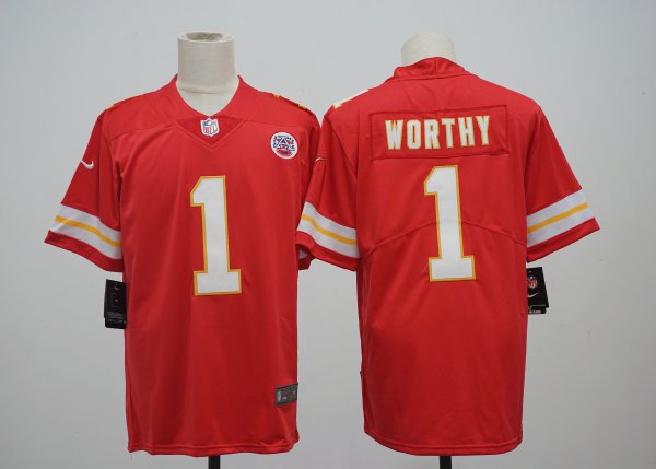 Men's Xavier Worthy Kansas City Chiefs Mens Red #1 Stitched Limited Jersey