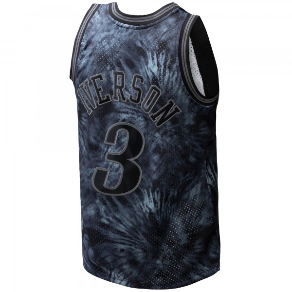 Men's Philadelphia 76ers Allen Iverson Mitchell & Ness Black Hardwood Classics 1997/98 Tie-Dye Swingman Jersey