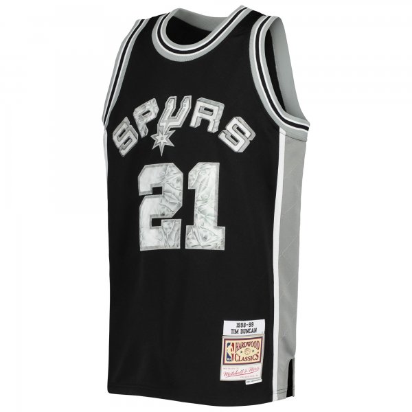 Youth San Antonio Spurs Tim Duncan Mitchell & Ness Black 1998/99 Hardwood Classics 75th Anniversary Diamond Jersey