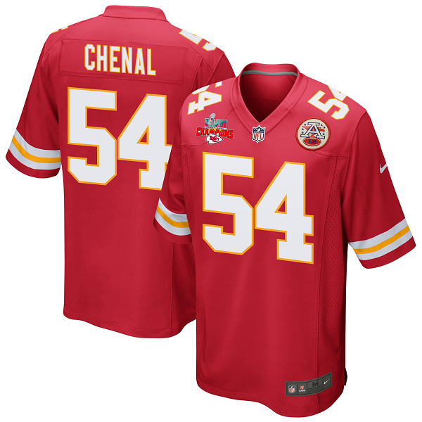 Leo Chenal #54 Kansas City Chiefs Super Bowl LVII Champions 3 Stars Men's Game Red NFL Jersey